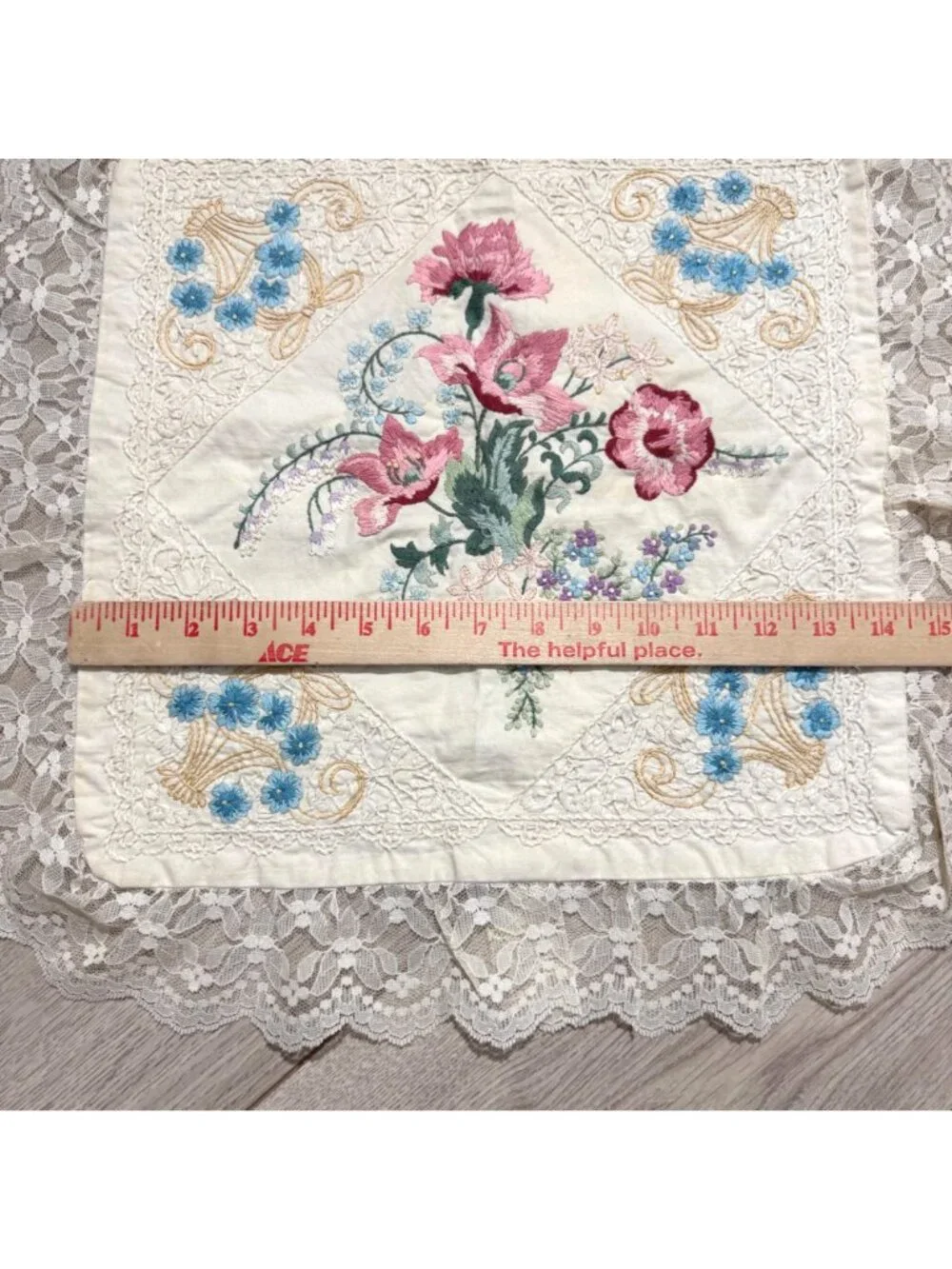 Candamar Designs Pillowcase Candlewicking Embroidery Vintage Victorian Floral - Picture 7 of 8